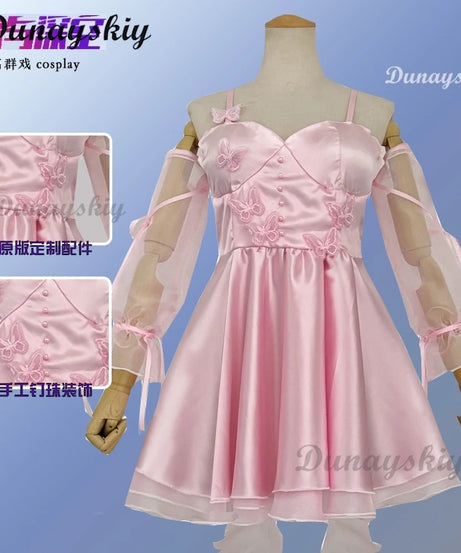 Anime Love and Deepspace Suspender Dress Wig Cosplay Xavier Zayne Rafayel Sylus Women Lolita Girl Necklace Suit Carnival Costume