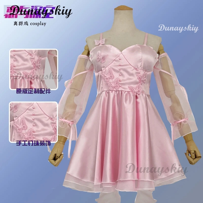 Anime Love and Deepspace Suspender Dress Wig Cosplay Xavier Zayne Rafayel Sylus Women Lolita Girl Necklace Suit Carnival Costume