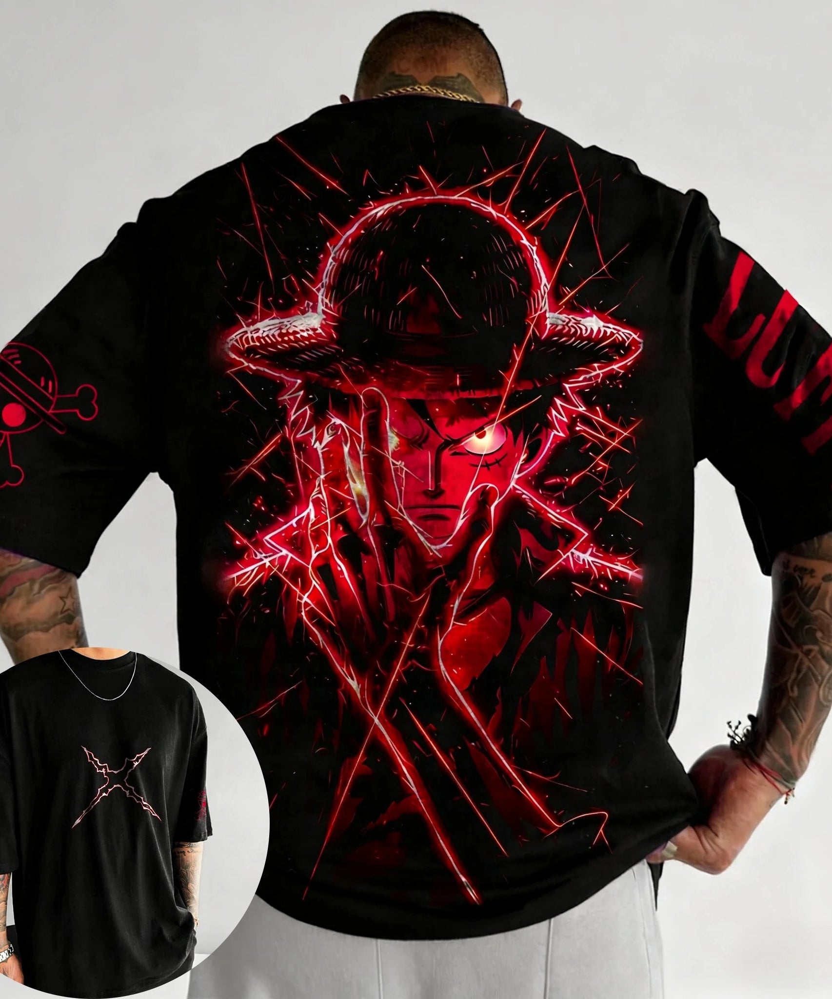 One Piece Luffy Anime Joint T-shirt Street Summer New Men's Harajuku Loose Casual Children's Parent Child Clothing Top