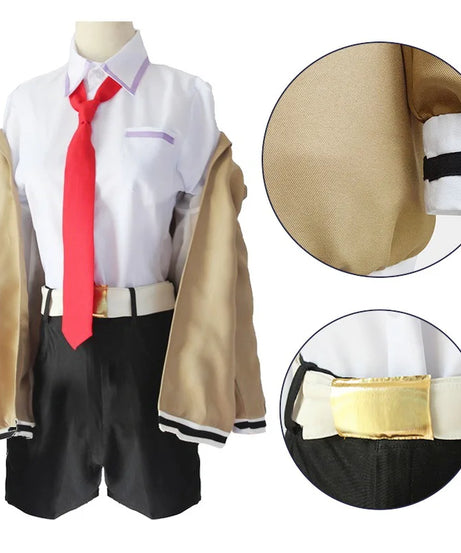 Anime Steins Gate Makise Kurisu Uniform Suit Cosplay Costume Christina Windbreaker Jacket Shirt Shorts Woman Halloween Costume