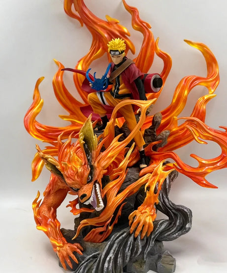 41cm Anime Figure Naruto GK Sennin Mode Naruto Kurama Action Figure Ten Years Hundred Ninja Statue Collect Model Toy Decor Gift