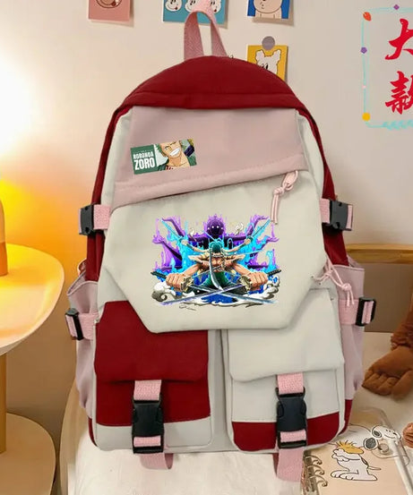 anime One Piece Luffy Zoro anime backpack large capacity student school bag male campus Korean version backpack birthday gift