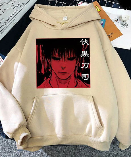 Fashion Unisex Hoodies Anime Fushiguro Toji Printed Hooded Seatshirts Streetwear Casual Pullover Tops