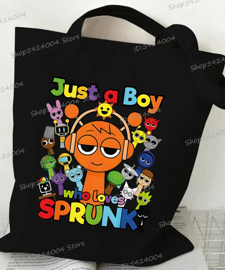 Anime Sprunki Incredibox Game Handbags Women Men Large Capacity No Zipper Canvas Tote Bag Sprunki Figure Shoulder Bag