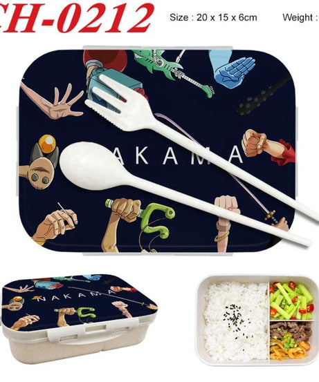 Anime One Piece Student Divided Bento Box Office Worker Light Lunch Box with Lid Style Wheat Straw Insulated Lunch Box