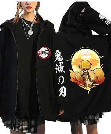Demon Slayer Zipper Sweatshirts Zip Up Hoodie Anime Hoodies Unisex Hip Hop Streetwear Nezuko Kamado Graphic Y2K Clothes gifts