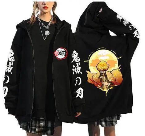 Demon Slayer Zipper Sweatshirts Zip Up Hoodie Anime Hoodies Unisex Hip Hop Streetwear Nezuko Kamado Graphic Y2K Clothes gifts