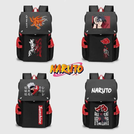 New Anime Naruto Akatsuki Uchiha Itachi Obito Students Backpack Teenagers High-Capacity Backpack Men Laptop Travel Backpack