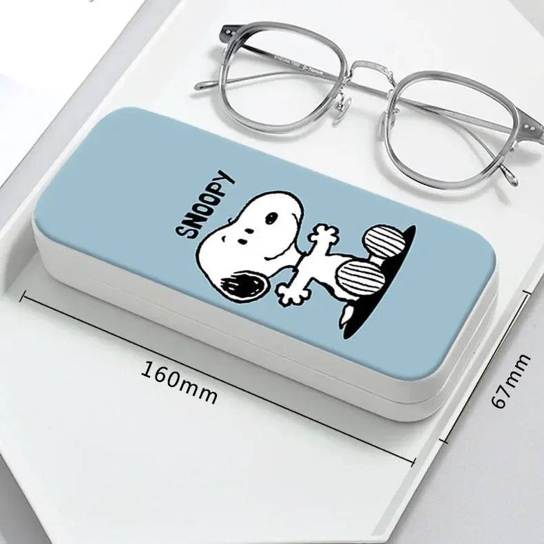 Snoopy Girl Korean Fresh Student Cute Disney Fashion Simple Anti-fall Portable Anti-Stress Folding Glasses Case