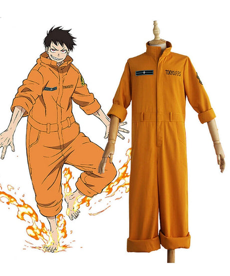 Anime Fire Force Shinra Kusakabe Cosplay Costume Jumpsuit Jumpsuit Orange Team Uniform Suit Arthur Boyle Man Halloween Costume