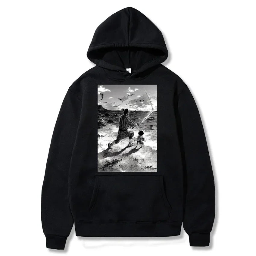 Manga VAGABOND Miyamoto Musashi Print Man Hoodies Acg Fans Streetwear Hipster Otaku Clothing Casual Girl Sweatshirts