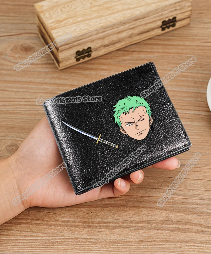 One Piece Pu Leather Wallet for Men Foldable Short Wallets Luffy Zoro Chopper Coin Purse Man Multi-slot Credit ID Card Holder