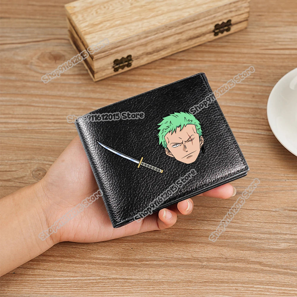 One Piece Pu Leather Wallet for Men Foldable Short Wallets Luffy Zoro Chopper Coin Purse Man Multi-slot Credit ID Card Holder