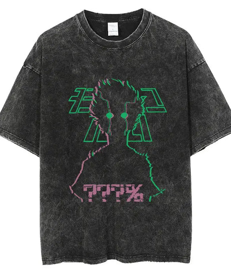 Mob Psycho 100 Vintage Graphic T-Shirt – Harajuku Streetwear Cotton Tee for Men