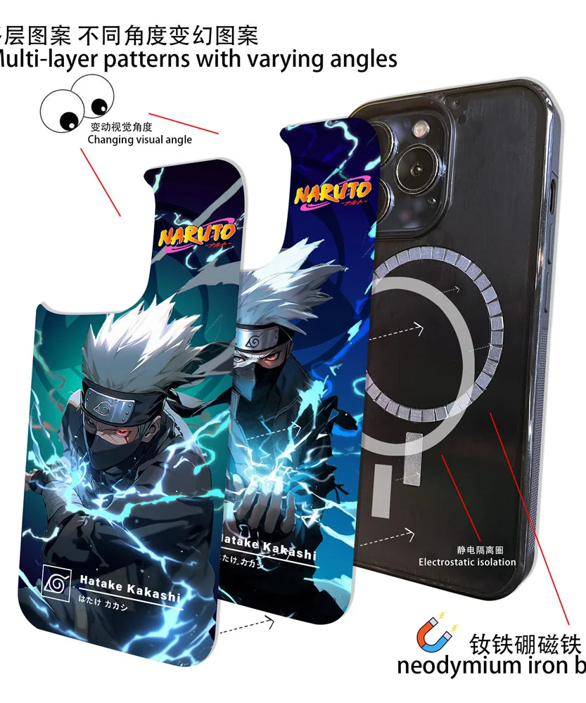 Anime Sasuke Itachi 3D Multi layer patterns Case For iPhone 16 15 14 13 12 Pro Max 11 Magnetic For Magsafe Wireless Charge Cover