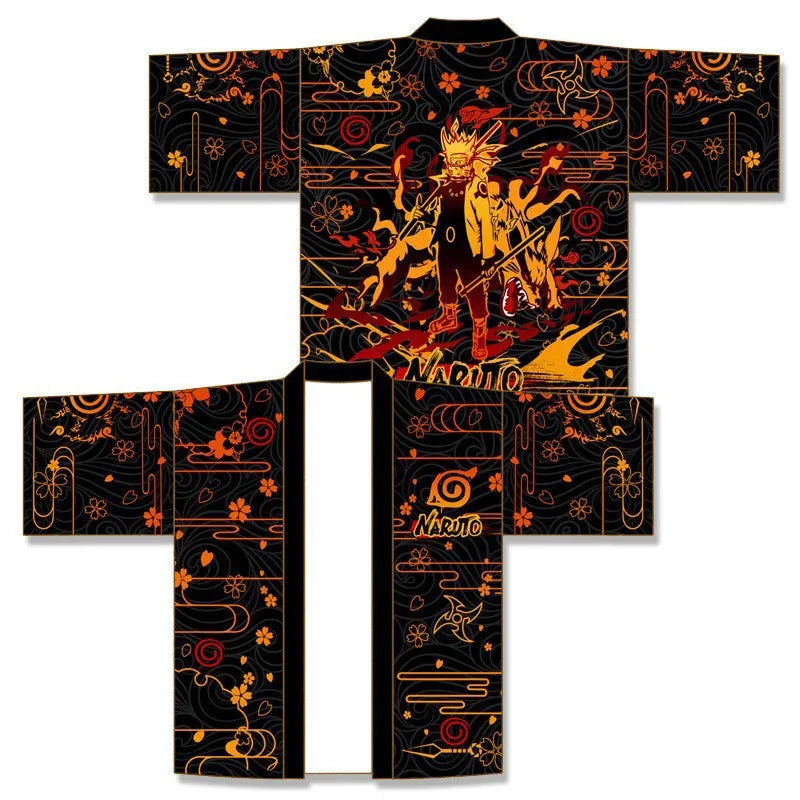 Uchiha Itachi shirt  Kimono Cardigan Print Crow Loose Blouse Shirt Haori Obi Asian Clothes Harajuku Streetwear