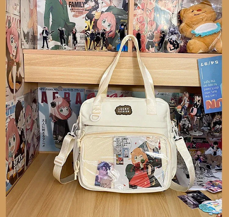 Multifunctional Shoulder Anime Spy × Family Crossbody Bag with Large Capacity for Students To Attend Classes and Tutoring Tote Bag for Girls