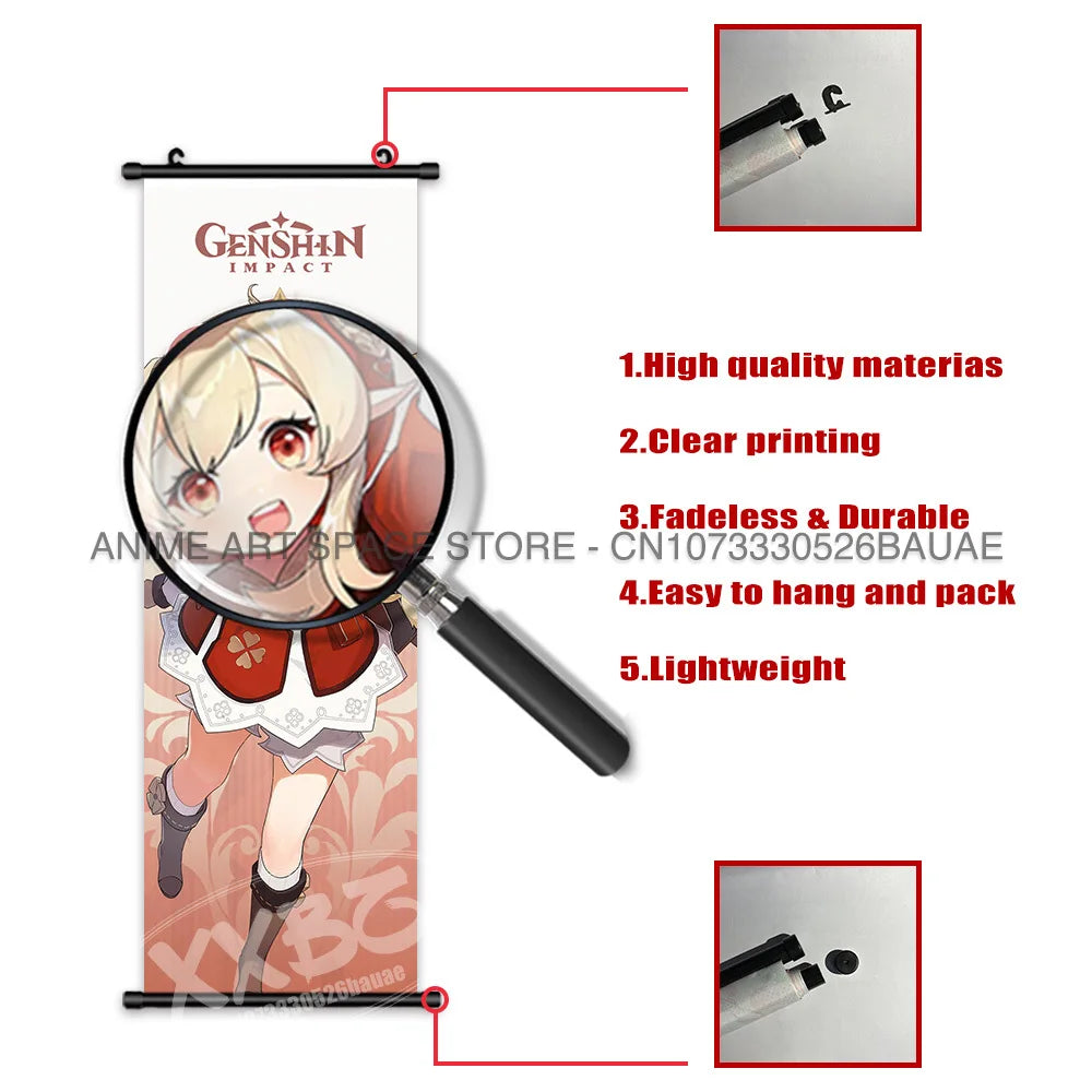 Genshin Impact Hanging Painting Game Yae Miko Scrolls Picture Ganyu Home Decor Klee Wall Art Diona Decorative Posters Qiqi Mural