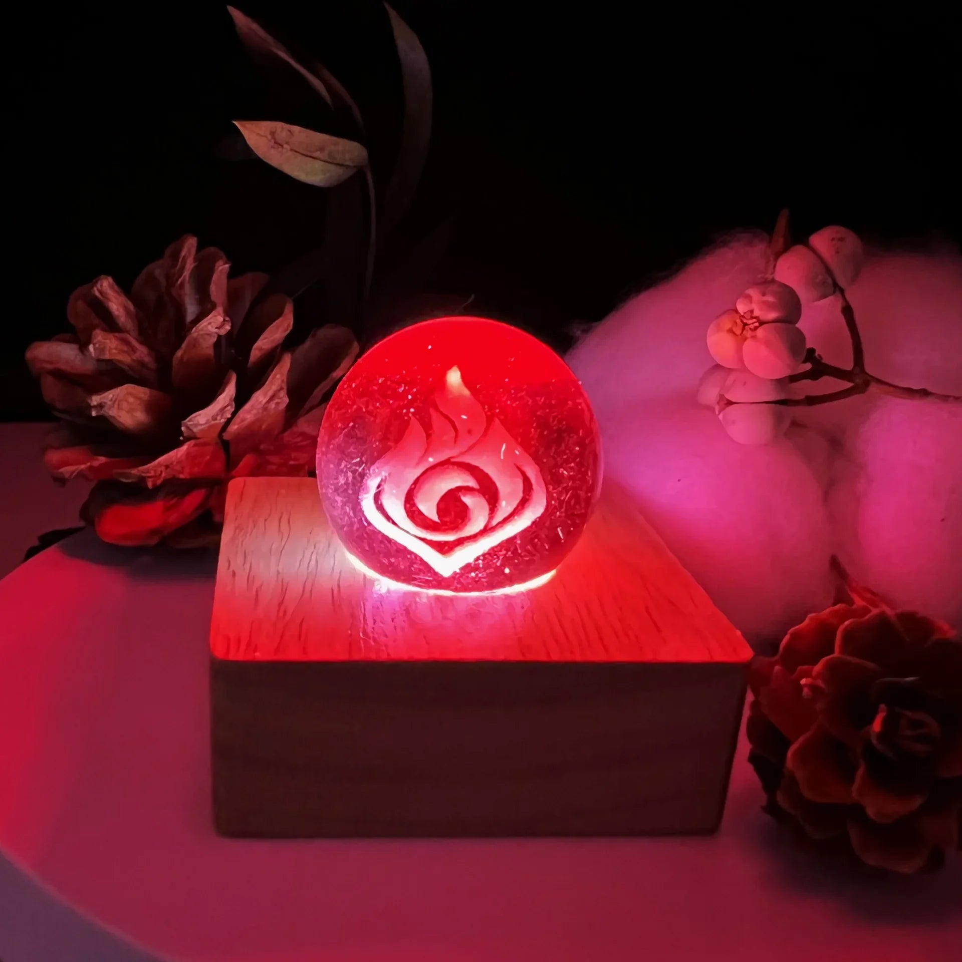 Genshin Impact Seven Elements Crystal Glass Ball 3D Three-dimensional Laser Engraving and Translucent Single Crystal Ball Game