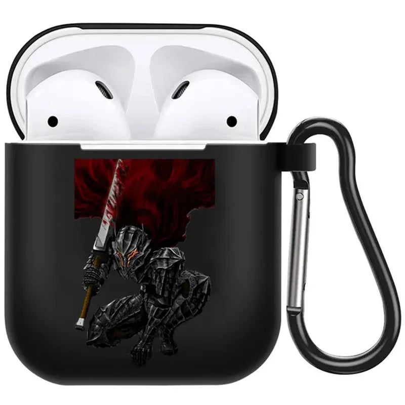 anime Berserk Guts Zodd Earphone Case For AirPods4 1 2 3 Pro Black Soft silicone wireless Bluetooth headphone case
