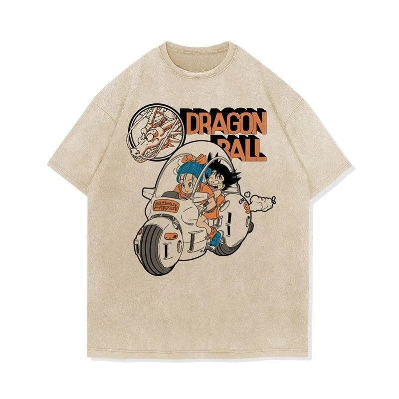 Anime Dragon Ball Vintage Washed T-shirt Man Women Short Sleeve Tee Summer Oversized Casual Graphic Print Streetwear Y2k Clothes