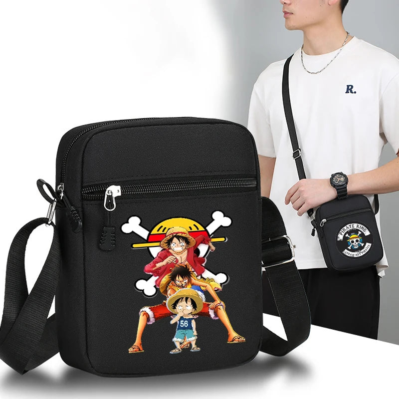 One Piece Men Shoulder Bag Anime Luffy Zoro Boy Oxford Cloth Crossbody Zipper Messenger Bags Outdoor Travel Small Phone Pouch