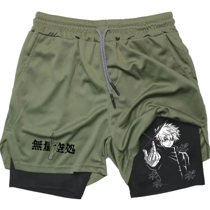 Jujutsu Kaisen Satoru Gojo 2-in-1 Compression Gym Shorts – Quick-Dry Activewear 3