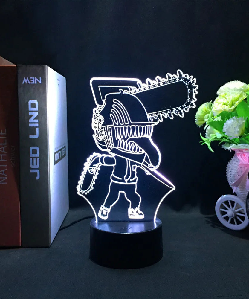 Anime Chainsaw Man Led Acrylic Stand Denji Power Makima Action Figure For Kids Bedroom Decor Nightlight Birthday