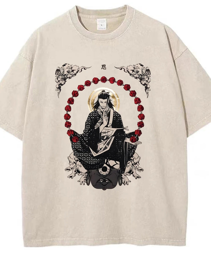 Jujutsu Kaisen Vintage Geto Suguru Oversized T-Shirt – Retro Streetwear Anime Tee