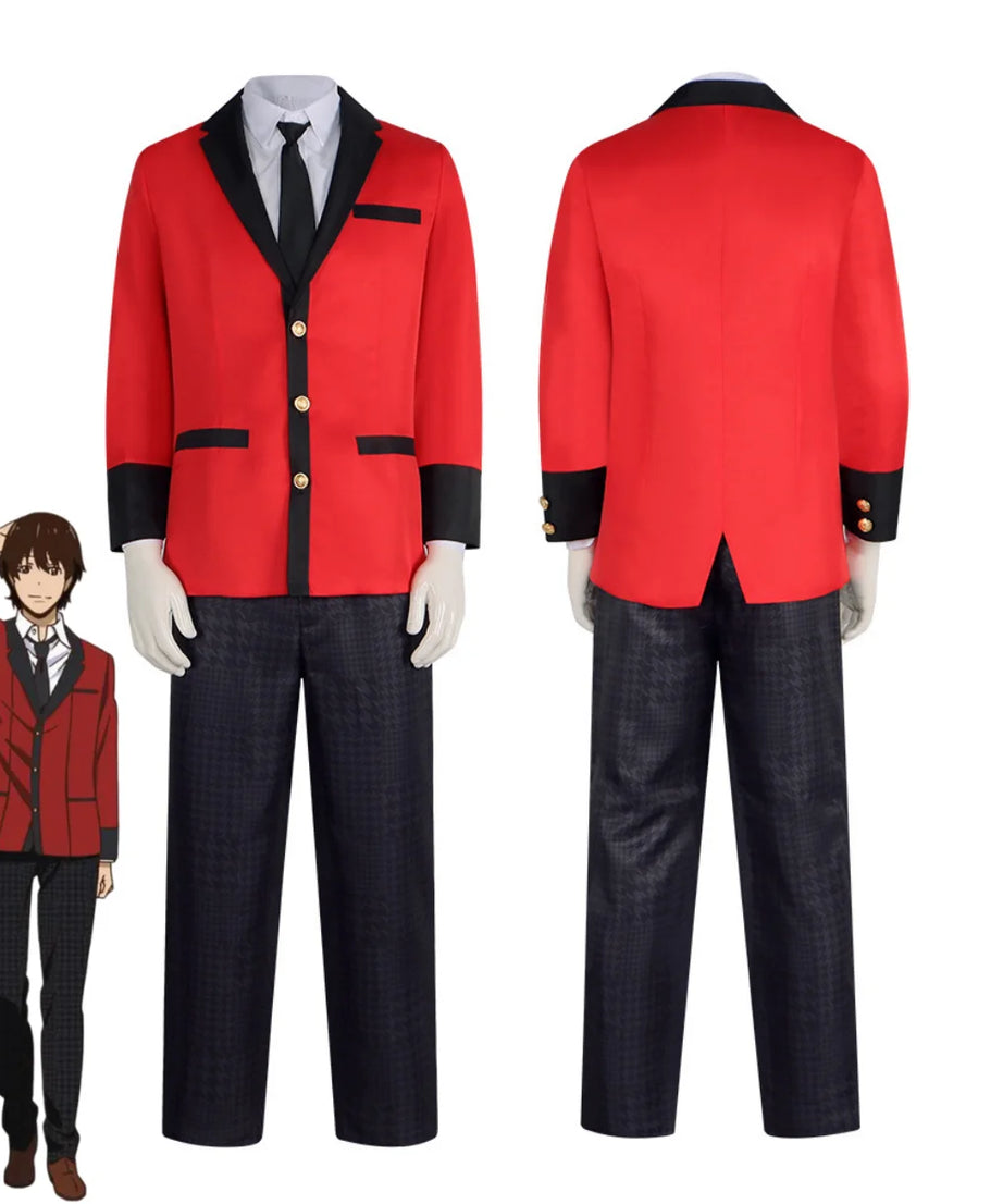 Kakegurui Ryota Suzui Cosplay Costume – Red JK Uniform with Wig for Men