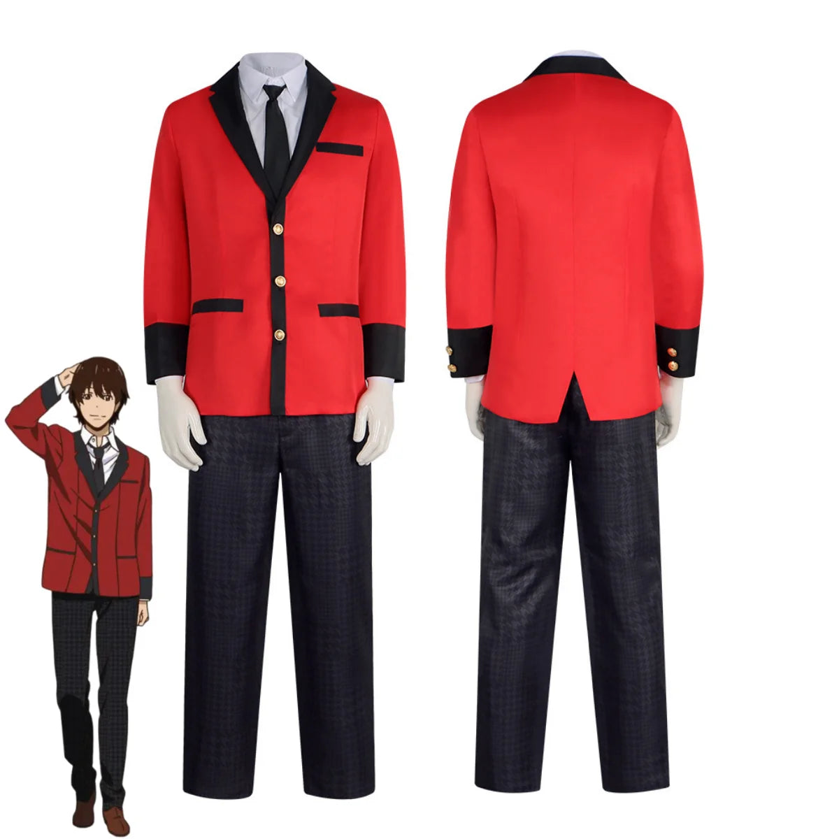 Kakegurui Ryota Suzui Cosplay Costume – Red JK Uniform with Wig for Men