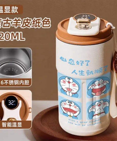 Doraemon Cartoon Thermos Mug – Cute Stainless Steel Coffee Cup for Home, Office & Travel