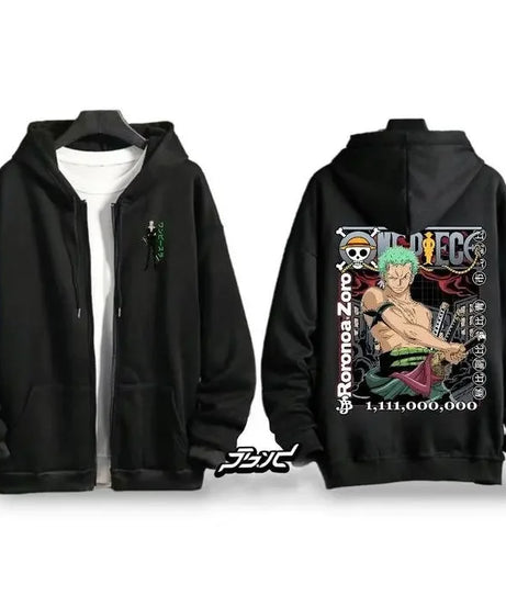 Autumn Winter One Piece Luffy Anime Hooded Jacket Men Women Zip Up Sweatshirt oversized Casual Streetwear Cosplay Graphic Hoodie