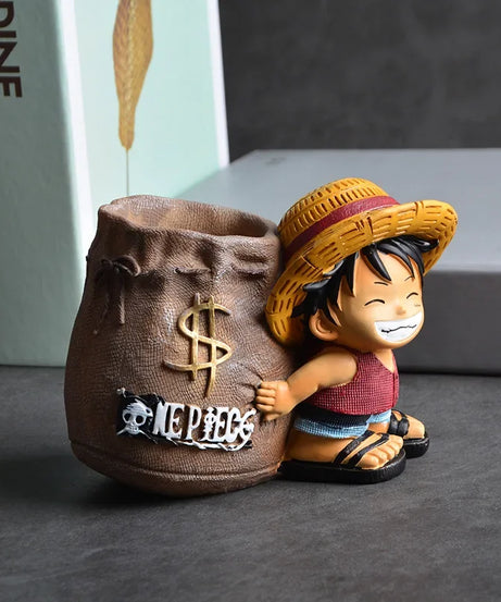 One Piece Luffy Resin Pen Holder – 10cm Desk Figure Organizer