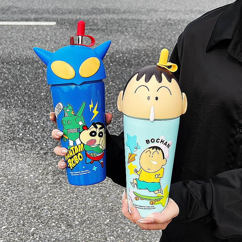 Crayon Shin-Chan Stainless Steel Thermos Mug – 600ml Anime Tumbler with Straw
