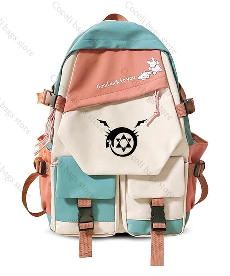 Anime Fullmetal Alchemist Series Print Backpack Large Capacity School Bag Daily Use Backpacks for Men Women Schoolbag