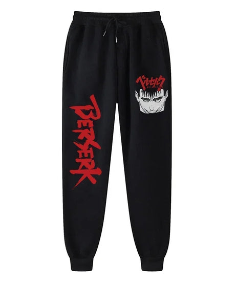 Men's berserk animated printed sportswear pants sports jogging pants casual polar lining pocket pants