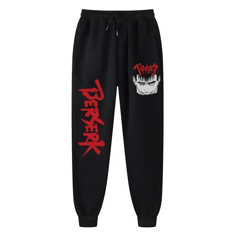 Men's berserk animated printed sportswear pants sports jogging pants casual polar lining pocket pants