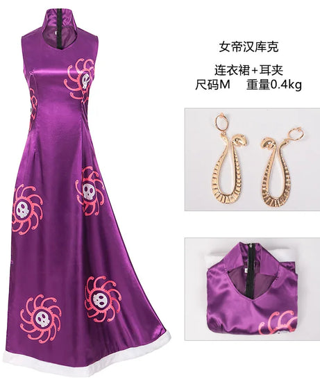 Boa Hancock Cosplay Costume Anime Kimono Purple Dress Cheongsam Cloak Women Halloween Fancy Dress Cheongsam Uniform Suits