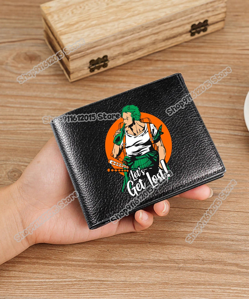 One Piece Pu Leather Wallet for Men Foldable Short Wallets Luffy Zoro Chopper Coin Purse Man Multi-slot Credit ID Card Holder