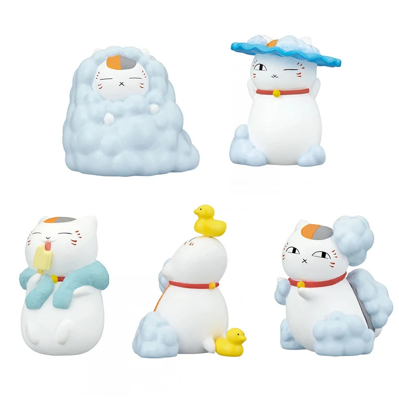 5pcs/set Genuine TOMY Natsume's Book of Friends Madara Bathing and bathing Twisted Egg Anime Action Figure Model Toys Gift