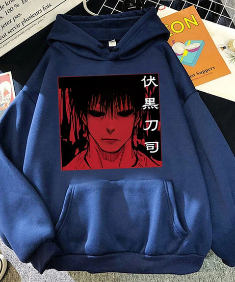 Fashion Unisex Hoodies Anime Fushiguro Toji Printed Hooded Seatshirts Streetwear Casual Pullover Tops