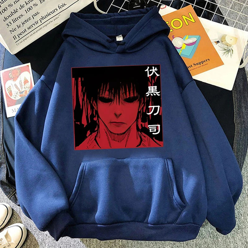 Fashion Unisex Hoodies Anime Fushiguro Toji Printed Hooded Seatshirts Streetwear Casual Pullover Tops