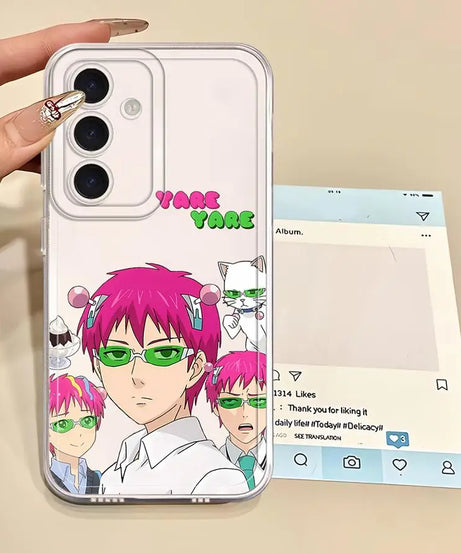 Cute Boy Saiki K-Kusuo Phone Case for Samsung Galaxy A13 A15 A16 A14 A12 A35 A34 A73 A35 A71 A72 A25 A22 Soft Cover