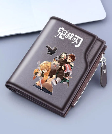 Demon Slayer Wallet Anime Coin Purse Men Credit Card Holder Boy Student Fashion Short Trifold Money Key Storage Pouch