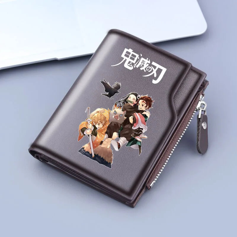 Demon Slayer Wallet Anime Coin Purse Men Credit Card Holder Boy Student Fashion Short Trifold Money Key Storage Pouch