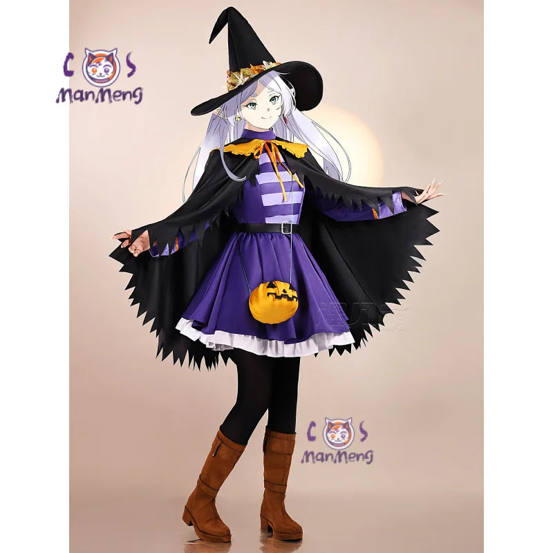 Frieren Fern Cosplay Costume Anime Frieren: Beyond Journey's End Halloween Gothic Dress Hat Cloak Women's Party New Uniform