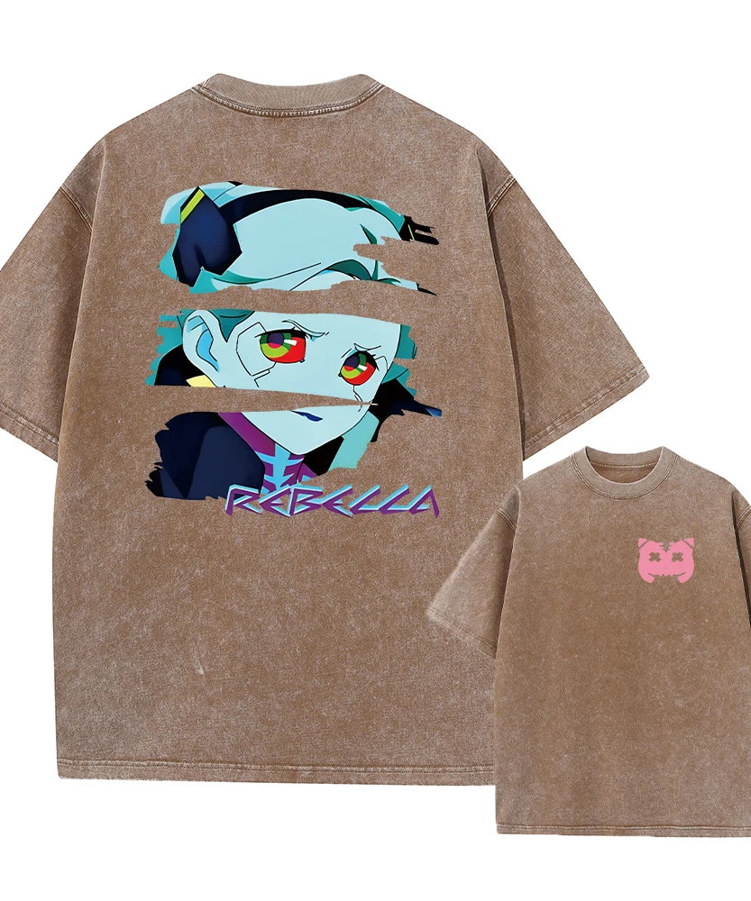 Cyberpunk Acid Anime Tee – Vintage Washed Streetwear Unisex T-Shirt