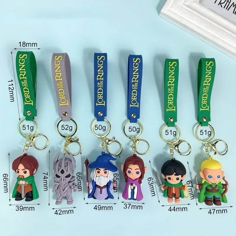 Movie Lord Rings Keychain Anime Doll Figure Car Keyring PVC Doll Pendent Bag Jewelry Accessories Toy Kid Xmas Decora Gift