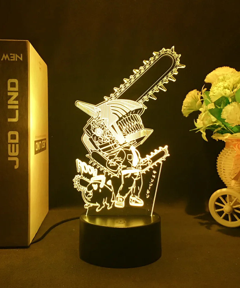 Anime Chainsaw Man Led Acrylic Stand Denji Power Makima Action Figure For Kids Bedroom Decor Nightlight Birthday